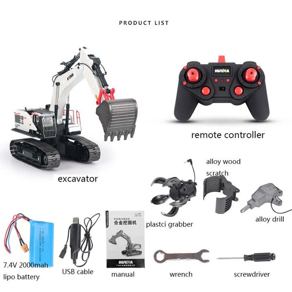 Huina 1594 1:14 Scale 22-Channel Alloy RC Excavator