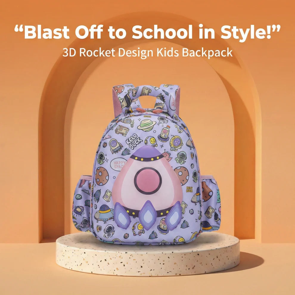 Cute 3D Rocket Romp Kids School Bag