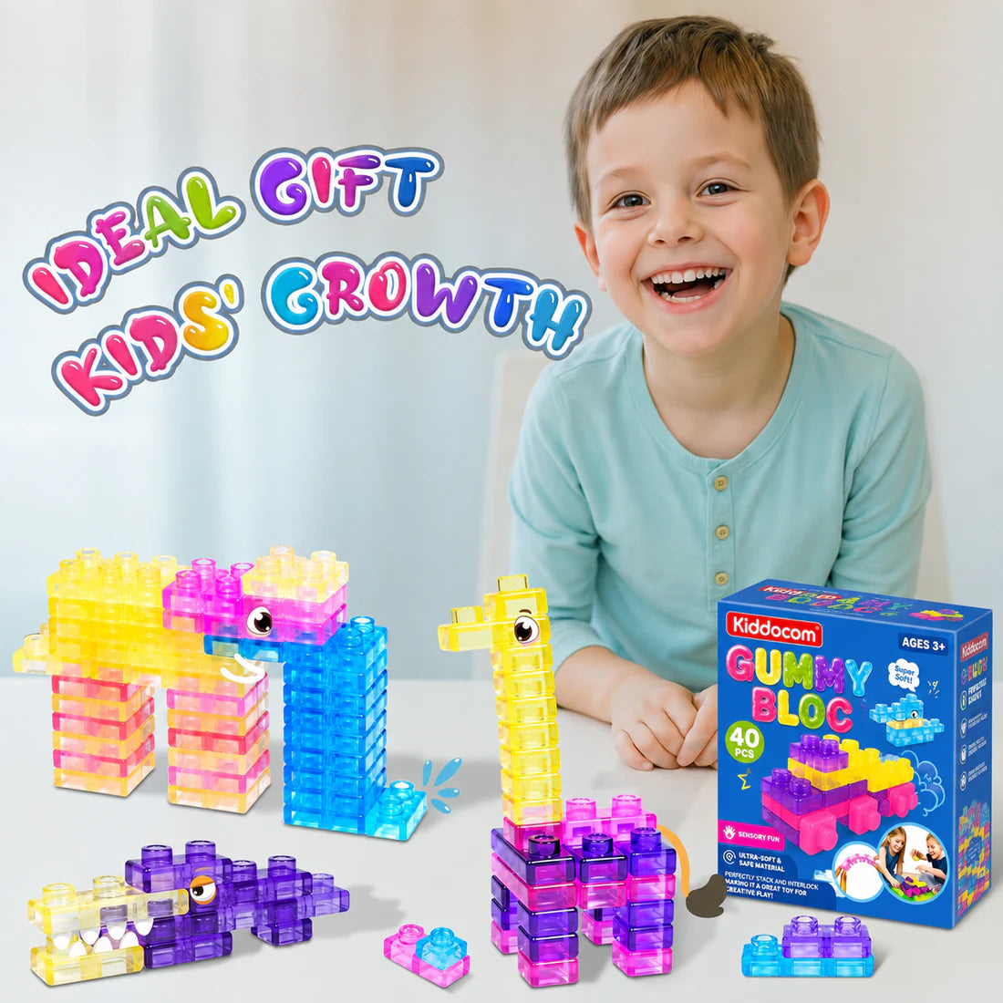 Gummy Blocks - 40pcs | Montessori, Sensory, Squishy and Stretchable