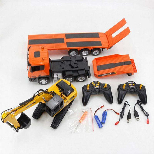 Huina 1319 RC Tractor Truck with Excavator & Trailer 1:18