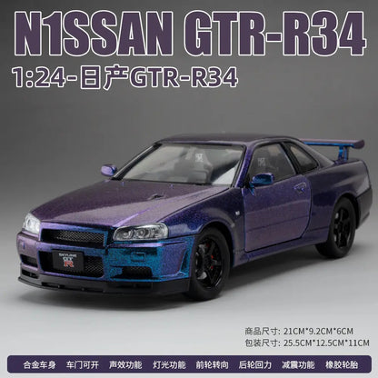 Nissan Skyline Gtr 34 Scale Model Diecast Metalcar - All Size