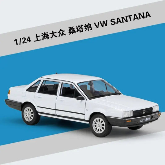 BIG SIZE VOLKSWAGEN SANTANA 1:24 DIECAST METAL PULLBACK TOY CAR WITH OPENABLE DOORS & LIGHT, MUSIC BOYS CAR FOR KIDS BEST TOYS GIFTS TOYS FOR KIDS [SIZE:-19CM*7.5CM*6CM]【 MULTICOLOR 】