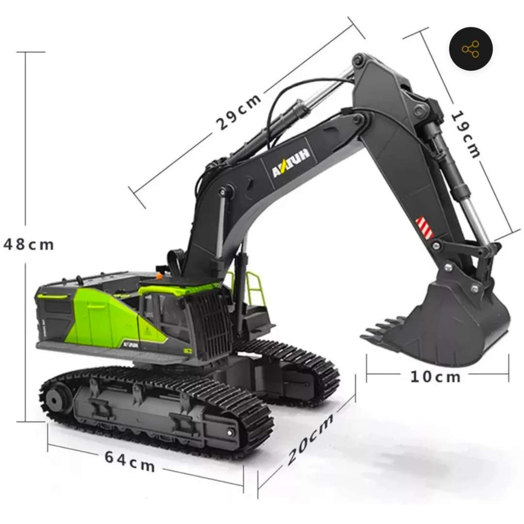 Huina 1593 RC Excavator 1/14 Scale – 2.4GHz Construction Truck with 360° Rotation & Metal