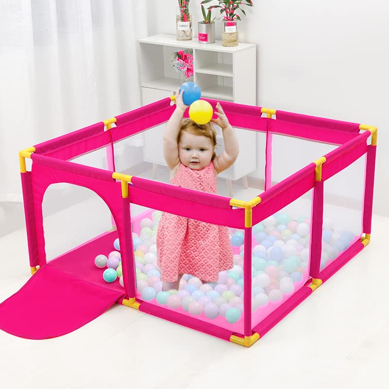 KYARA TOYS Baby Playpen, Portable Play Yard for Kids  Indoor And Outdoor Multicolor (50 Free Balls On Prepaid Orders)