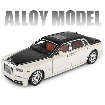 Rolls Royce Phantom White-Blue Scale Model Diecast Metalcar - All Size