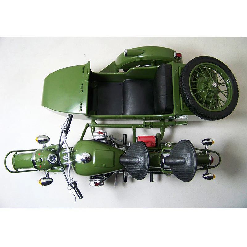 Vintage Military Sidecar Motorcycle 1:10  Die Cast Model
