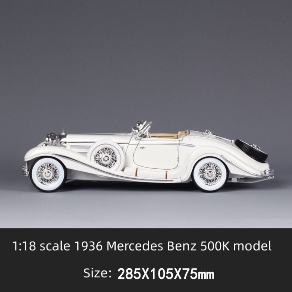 Vintage 1936 Mercedes Benz 500K 1:18 Roadster diecast scale model car collectible