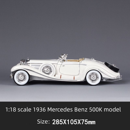 Vintage 1936 Mercedes Benz 500K 1:18 Roadster diecast scale model car collectible