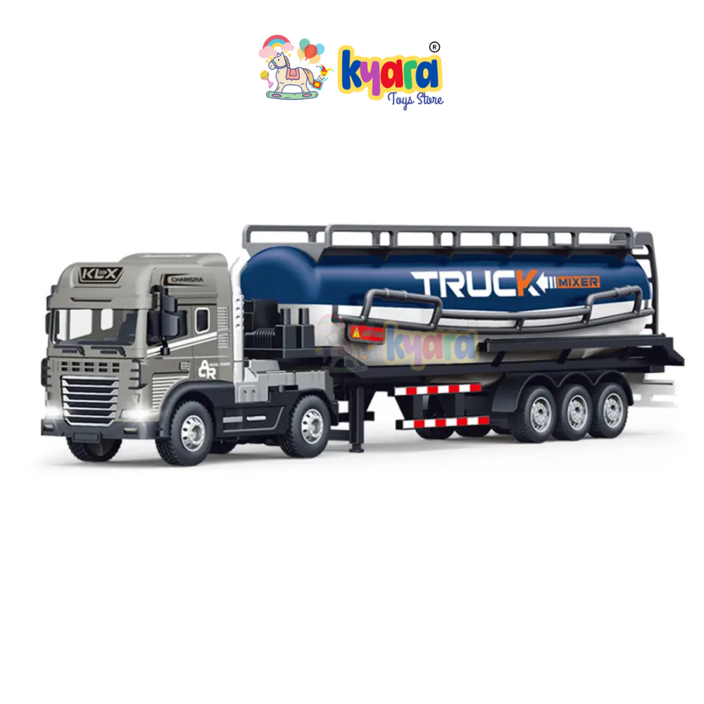 BIG SIZE 1:24 SCALE FRICTIONAL INERTIA ALLOY ENGINEERING VEHICLE TOY OIL TANKER TRAILER DIECAST TOY TRUCK [SIZE:-40CM*10CM*7CM]【 MULTICOLOR 】