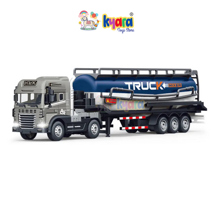 BIG SIZE 1:24 SCALE FRICTIONAL INERTIA ALLOY ENGINEERING VEHICLE TOY OIL TANKER TRAILER DIECAST TOY TRUCK [SIZE:-40CM*10CM*7CM]【 MULTICOLOR 】