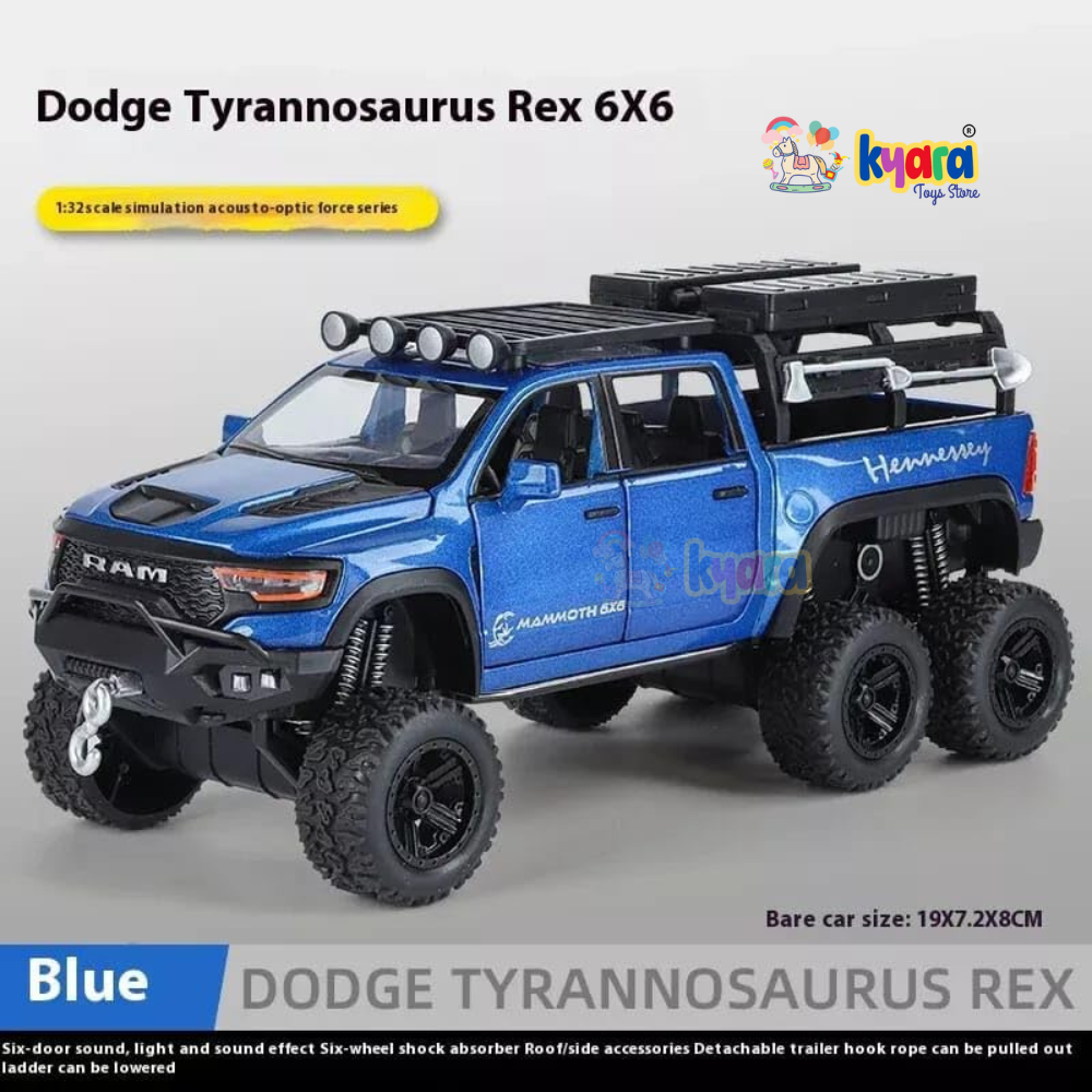 RAM PICKUP TRUCK 1:32 DIECAST SCALE MODEL METAL PULL BACK WITH OPENABLE DOORS & LIGHT, MUSIC TOY VEHICLE FOR KIDS [SIZE:- 19CM*8CM*7.2CM] 【 MULTICOLOR 】