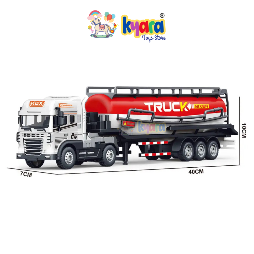 BIG SIZE 1:24 SCALE FRICTIONAL INERTIA ALLOY ENGINEERING VEHICLE TOY OIL TANKER TRAILER DIECAST TOY TRUCK [SIZE:-40CM*10CM*7CM]【 MULTICOLOR 】