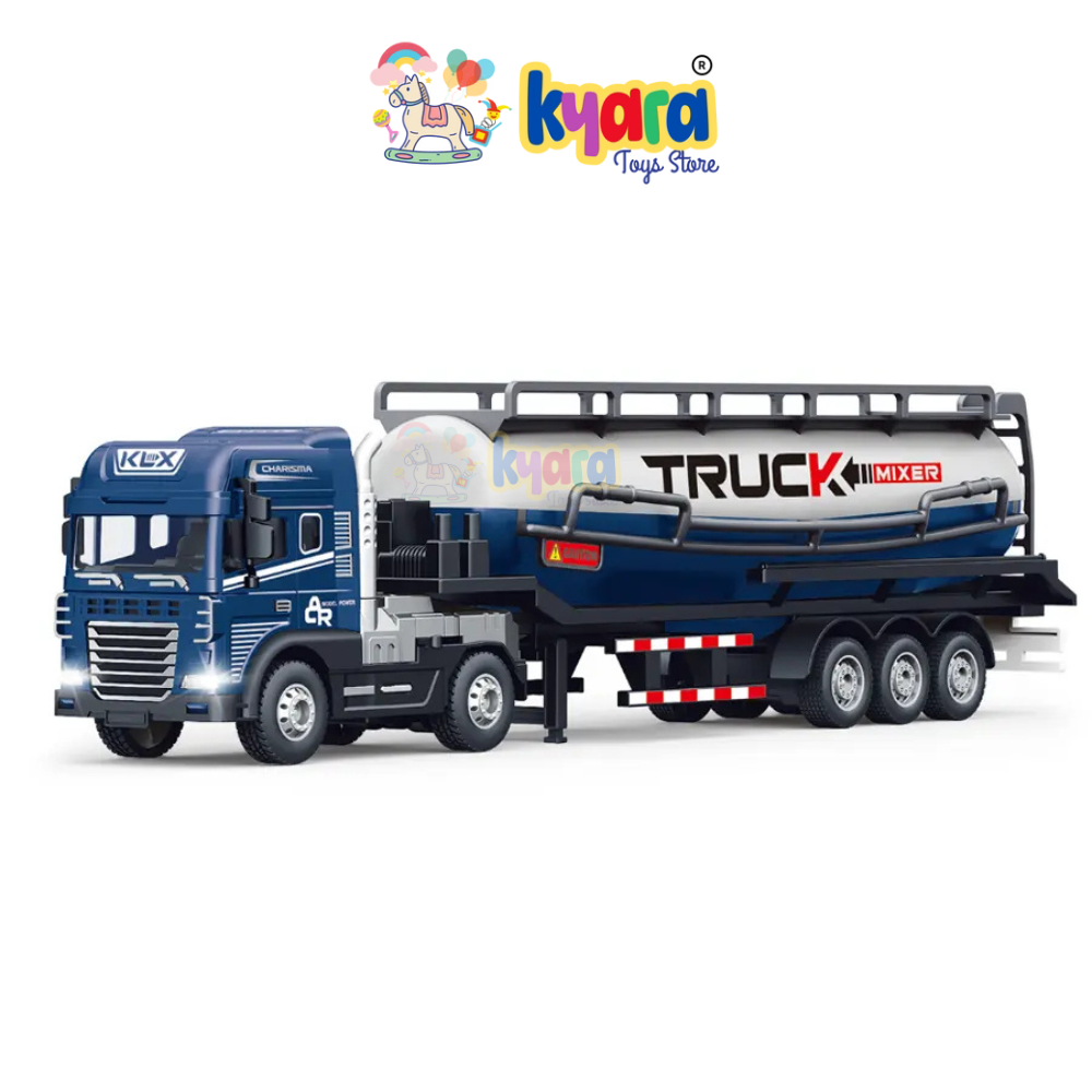 BIG SIZE 1:24 SCALE FRICTIONAL INERTIA ALLOY ENGINEERING VEHICLE TOY OIL TANKER TRAILER DIECAST TOY TRUCK [SIZE:-40CM*10CM*7CM]【 MULTICOLOR 】