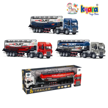 BIG SIZE 1:24 SCALE FRICTIONAL INERTIA ALLOY ENGINEERING VEHICLE TOY OIL TANKER TRAILER DIECAST TOY TRUCK [SIZE:-40CM*10CM*7CM]【 MULTICOLOR 】