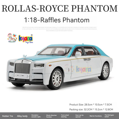 Rolls-royce Phantom Black-Silver Scale Model Diecast Metalcar - All Size