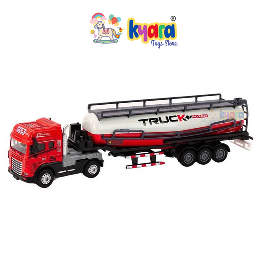BIG SIZE 1:24 SCALE FRICTIONAL INERTIA ALLOY ENGINEERING VEHICLE TOY OIL TANKER TRAILER DIECAST TOY TRUCK [SIZE:-40CM*10CM*7CM]【 MULTICOLOR 】