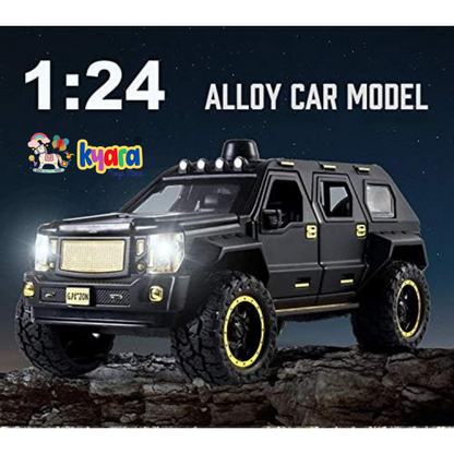 BIG SIZE G-PATTON 1:24 DIECAST METAL PULLBACK TOY CAR WITH OPENABLE DOORS & LIGHT, MUSIC BOYS CAR FOR KIDS BEST TOYS GIFTS TOYS FOR KIDS [SIZE:-19.6CM*8.3CM*8.3CM]【 MULTICOLOR 】