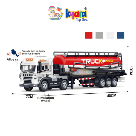 BIG SIZE 1:24 SCALE FRICTIONAL INERTIA ALLOY ENGINEERING VEHICLE TOY OIL TANKER TRAILER DIECAST TOY TRUCK [SIZE:-40CM*10CM*7CM]【 MULTICOLOR 】