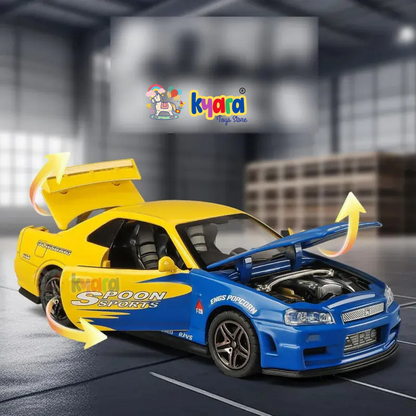 Nissan GTR R34 Sport Racing Car Scale Model Diecast Metalcar
