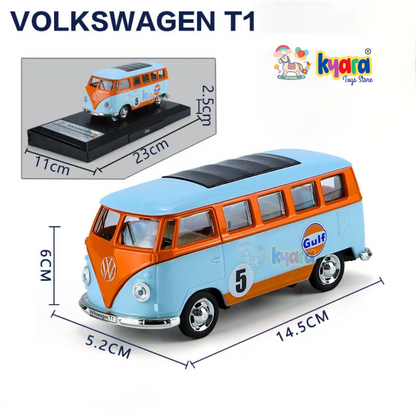 1:36 Diecast Model Car Alloy Toys Car Model Gulf Oil GULF Vo Lkswagen Classic T1 Bus Toy Vehicle Children Gifts