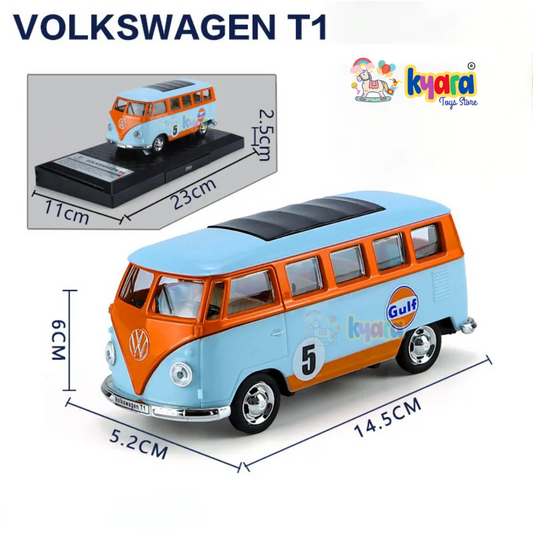 1:36 Diecast Model Car Alloy Toys Car Model Gulf Oil GULF Vo Lkswagen Classic T1 Bus Toy Vehicle Children Gifts