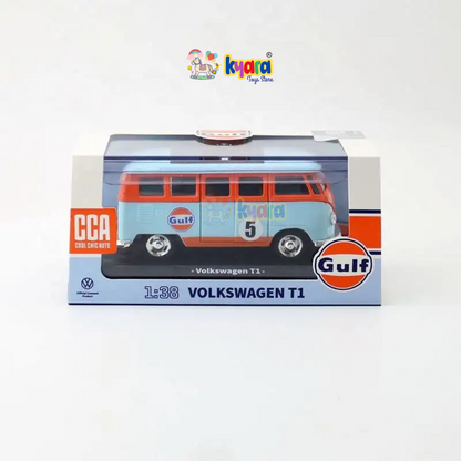 1:36 Diecast Model Car Alloy Toys Car Model Gulf Oil GULF Vo Lkswagen Classic T1 Bus Toy Vehicle Children Gifts
