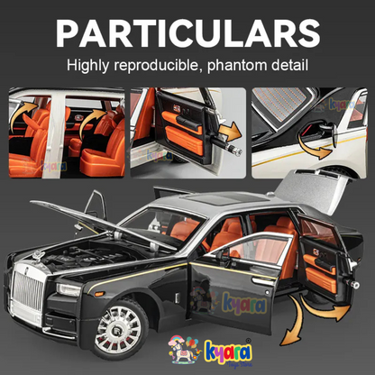 Rolls-royce Phantom Black-Silver Scale Model Diecast Metalcar - All Size