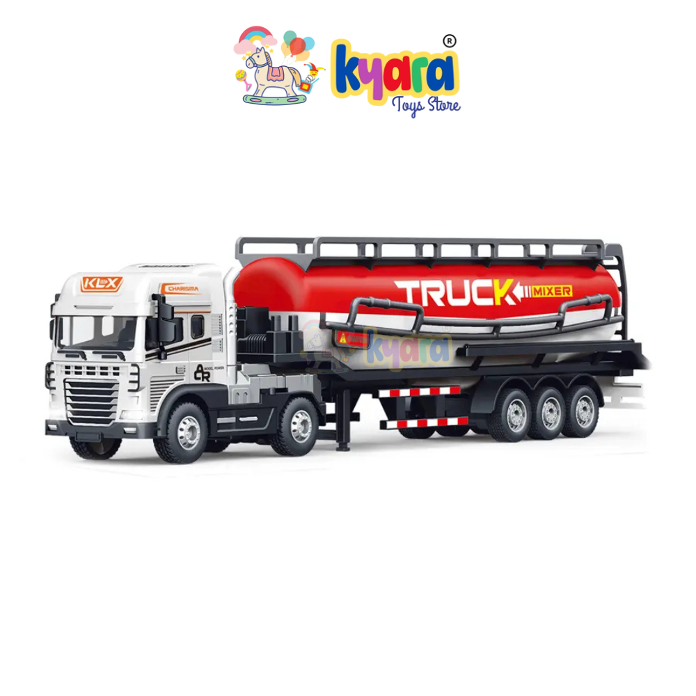 BIG SIZE 1:24 SCALE FRICTIONAL INERTIA ALLOY ENGINEERING VEHICLE TOY OIL TANKER TRAILER DIECAST TOY TRUCK [SIZE:-40CM*10CM*7CM]【 MULTICOLOR 】