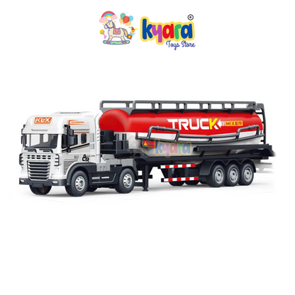 BIG SIZE 1:24 SCALE FRICTIONAL INERTIA ALLOY ENGINEERING VEHICLE TOY OIL TANKER TRAILER DIECAST TOY TRUCK [SIZE:-40CM*10CM*7CM]【 MULTICOLOR 】