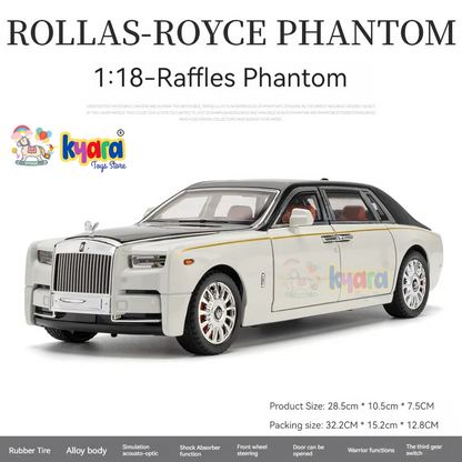 Rolls-royce Phantom Black-Silver Scale Model Diecast Metalcar - All Size