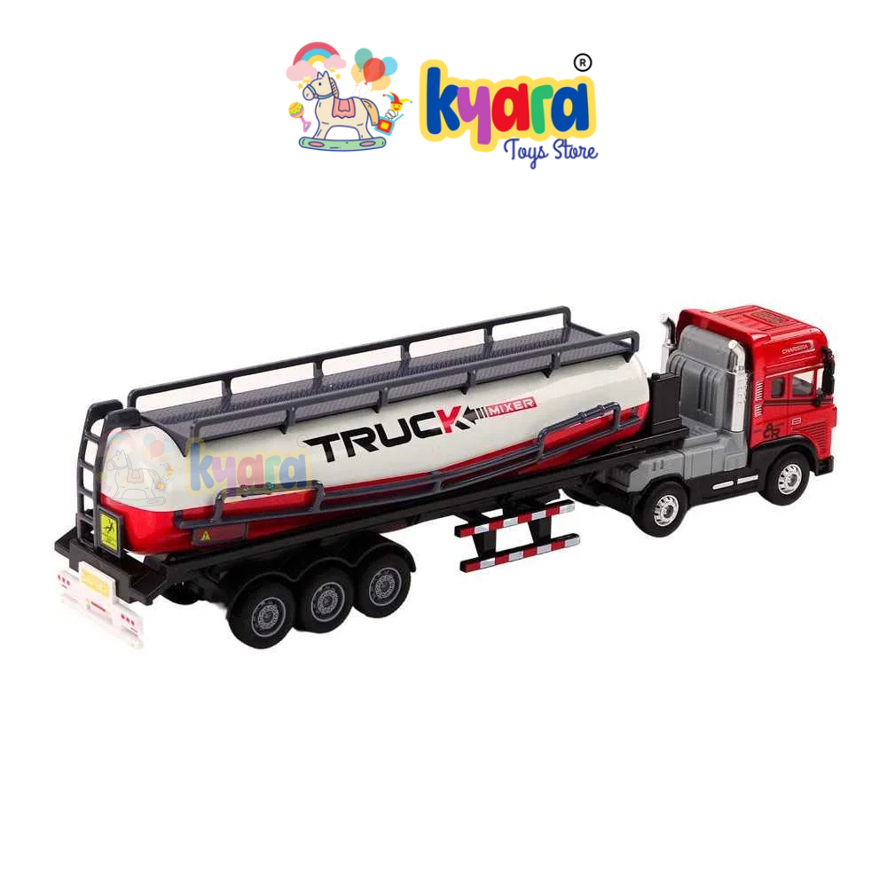 BIG SIZE 1:24 SCALE FRICTIONAL INERTIA ALLOY ENGINEERING VEHICLE TOY OIL TANKER TRAILER DIECAST TOY TRUCK [SIZE:-40CM*10CM*7CM]【 MULTICOLOR 】