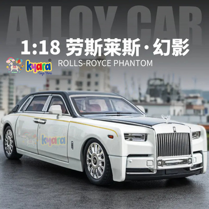 Rolls-royce Phantom Black-Silver Scale Model Diecast Metalcar - All Size