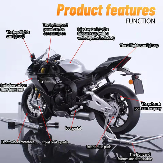 F3 YAMAHA R1M Smoke 1:6 Diecast Alloy Model Bike