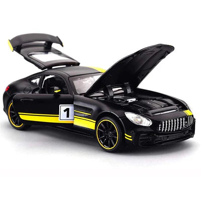 MERECDES BENZ AMG GTR RB 1:32 DIECAST METAL PULLBACK TOY CAR WITH OPENABLE DOORS & LIGHT, MUSIC BOYS CAR FOR KIDS BEST TOYS GIFTS TOYS FOR KIDS [SIZE:-15CM*7CM*4CM]【 MULTICOLOR 】 [Size : 15Cm*6.4Cm*4Cm]