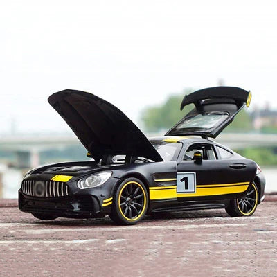 MERECDES BENZ AMG GTR RB 1:32 DIECAST METAL PULLBACK TOY CAR WITH OPENABLE DOORS & LIGHT, MUSIC BOYS CAR FOR KIDS BEST TOYS GIFTS TOYS FOR KIDS [SIZE:-15CM*7CM*4CM]【 MULTICOLOR 】 [Size : 15Cm*6.4Cm*4Cm]