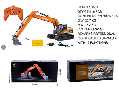 Huina 1551 1:14 Remote Control Alloy Long Arm Excavator