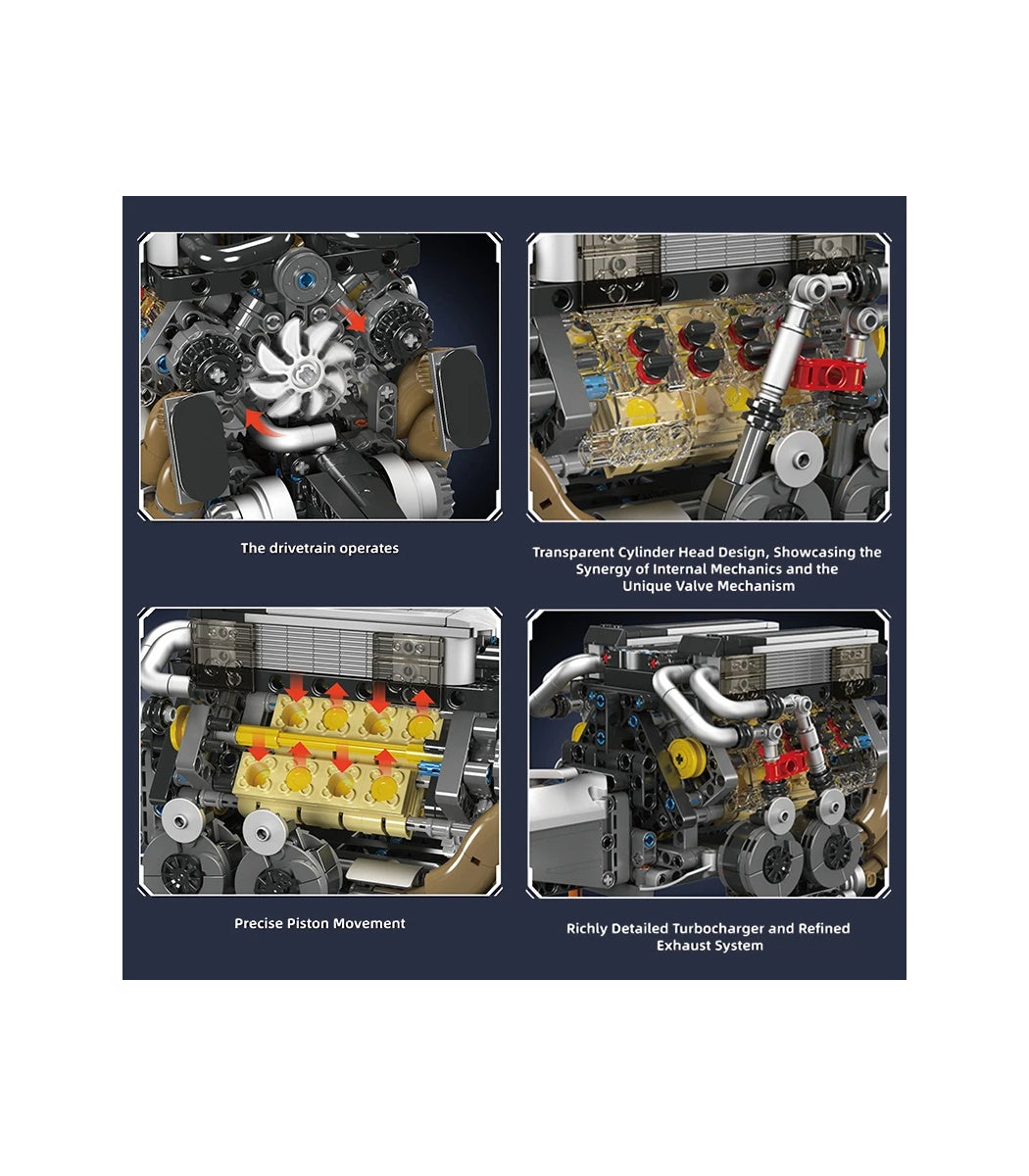 MOULD KING 10131 Motorized W16 Engine BGT Supercar Building Set