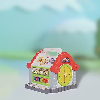 Musical Baby House With Shape Sorters,Musical Piano,Counting Beads,Blocks Activity Cube