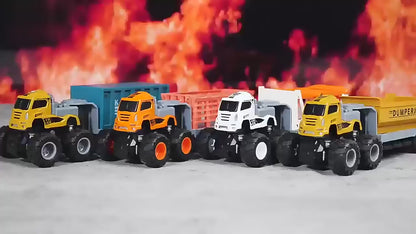 Truck Vehicle Die Cast 1:43 Scale Truck with 4x4 Vehicle Push%& Pull Along | Pull Back Truck Pack of 2 Peices (Multicolor) (Sanitation-Combo)